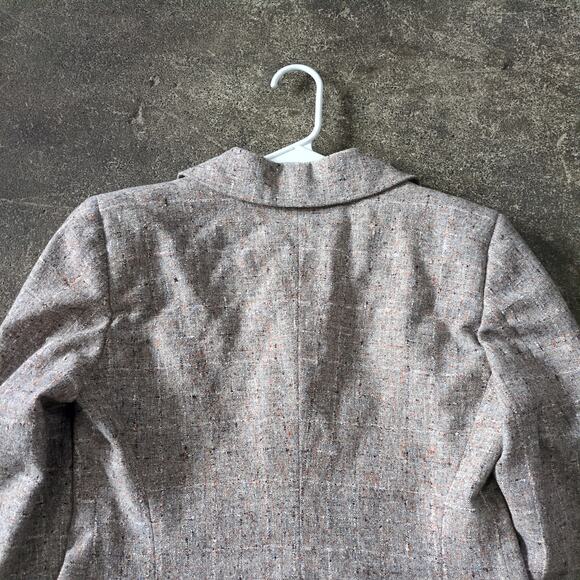 Vintage 70s Stonefield Tweed Blazer Skirt Suit Womens S Tan 2 Piece Jacket Coat - Picture 5 of 16